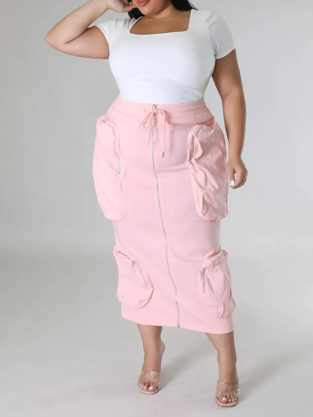 Plus-Size Fashion Women'S Cargo Style Skirt