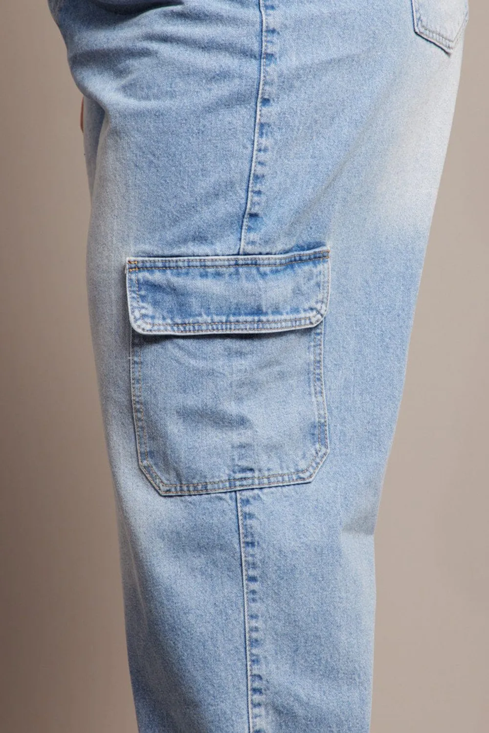 Denim Cargo Jeans High Rise