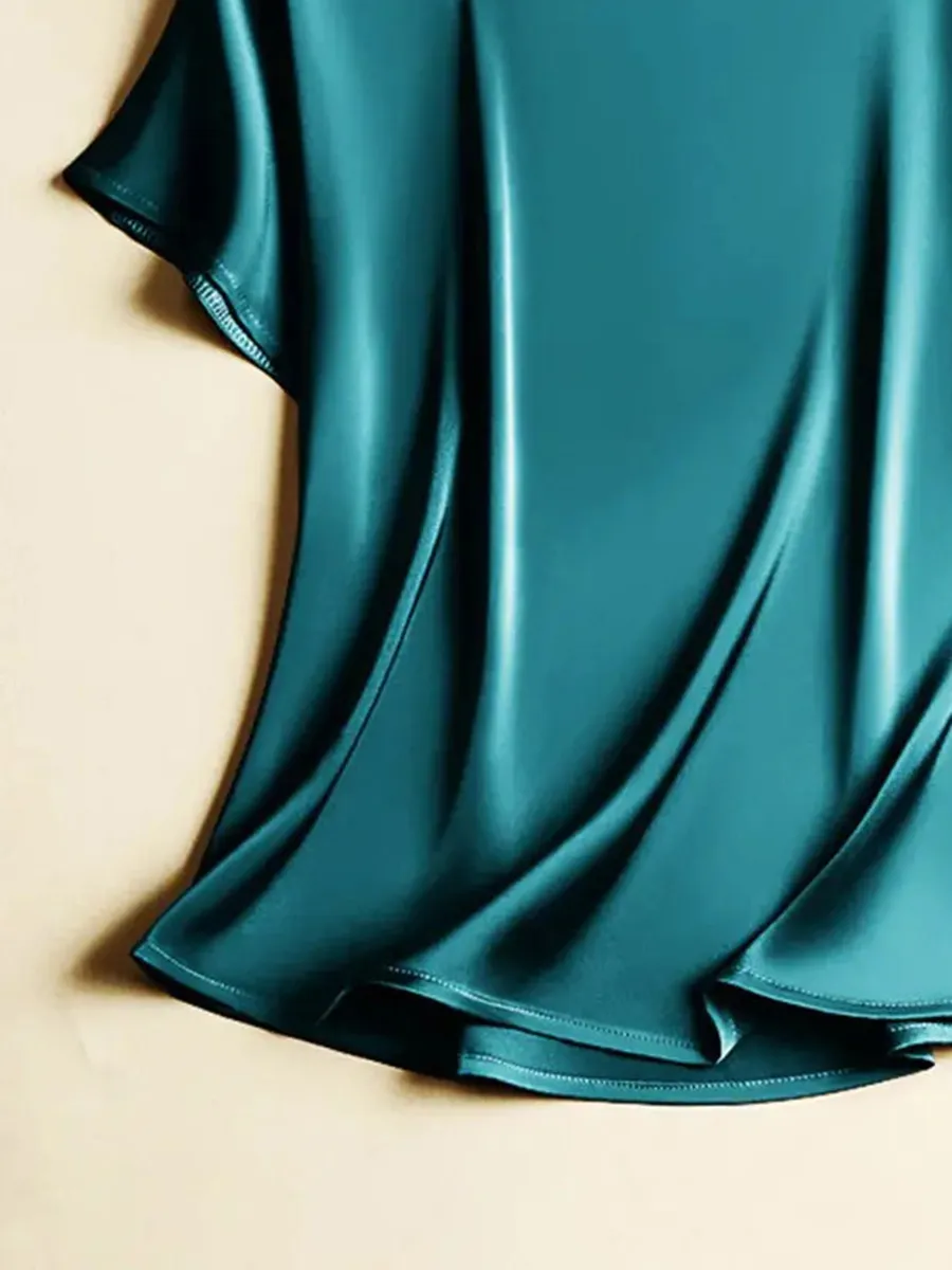 Peacock green elegant satin shirt