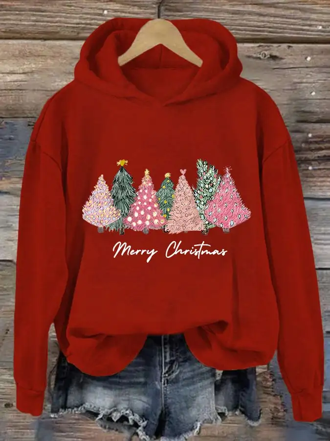 Women's  Merry Christmas! Christmas Tree Casual Hoodie