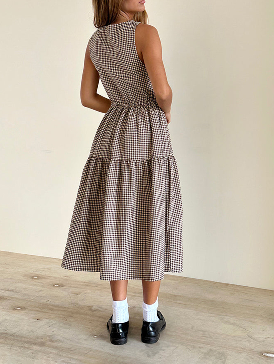 Galuh Smock Dress In Mini Brown Gingham