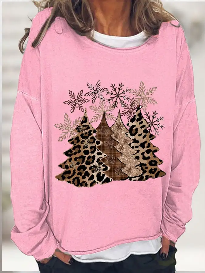 Women's Leopard   Tree Print Long Sleeve T-Shirt