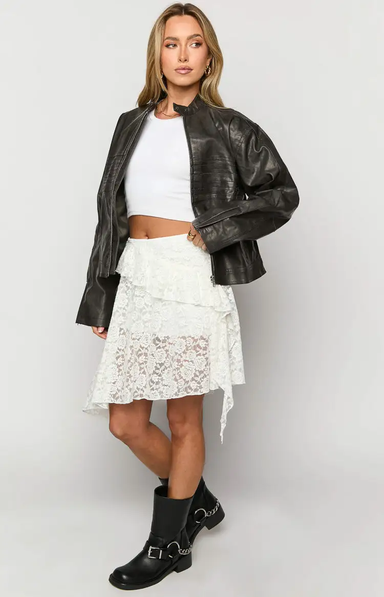 Tuscany White Lace Mini Skirt