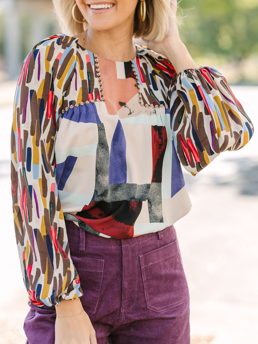 Brown Abstract Blouse