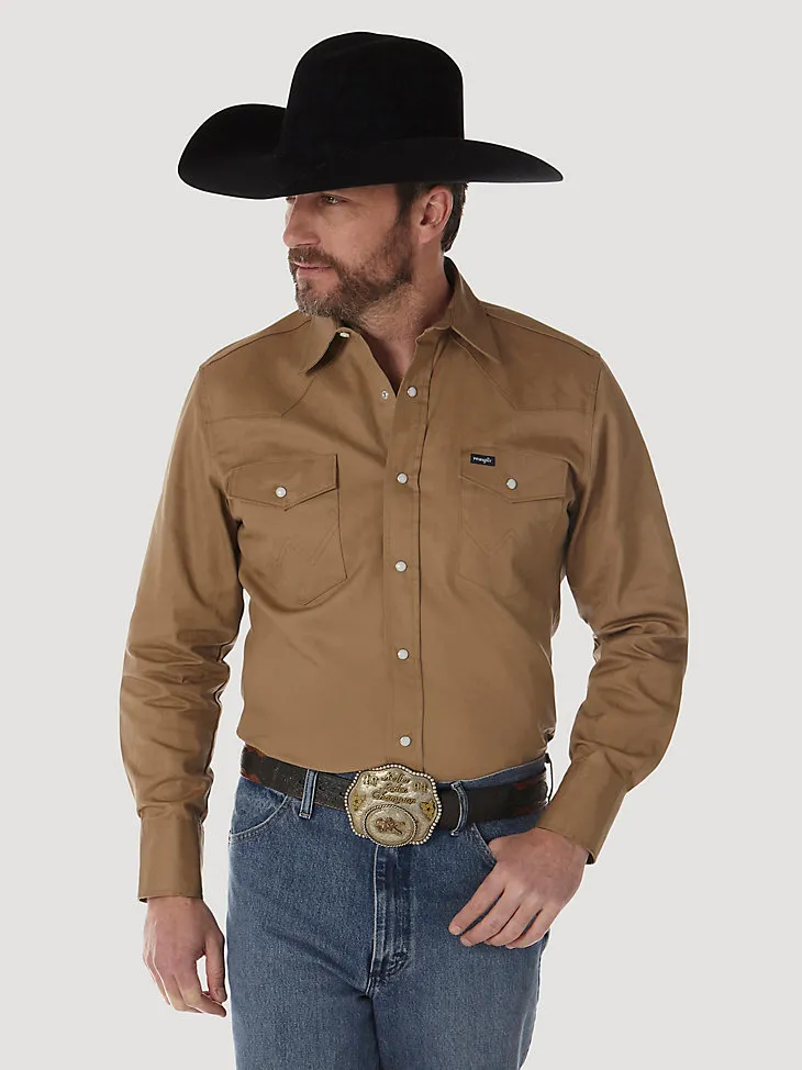 COWBOY CUT® FIRM FINISH LONG SLEEVE WESTERN SNAP SOLID WORK SHIRT IN CHAMBRAY BLUE