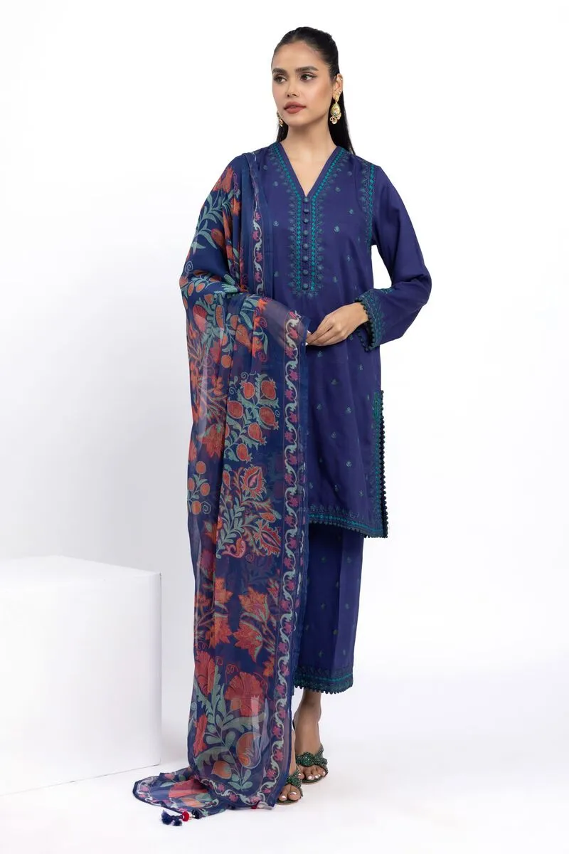 2 Piece Kurta Embroidered | Kurta & Pants | Color Deep Blue