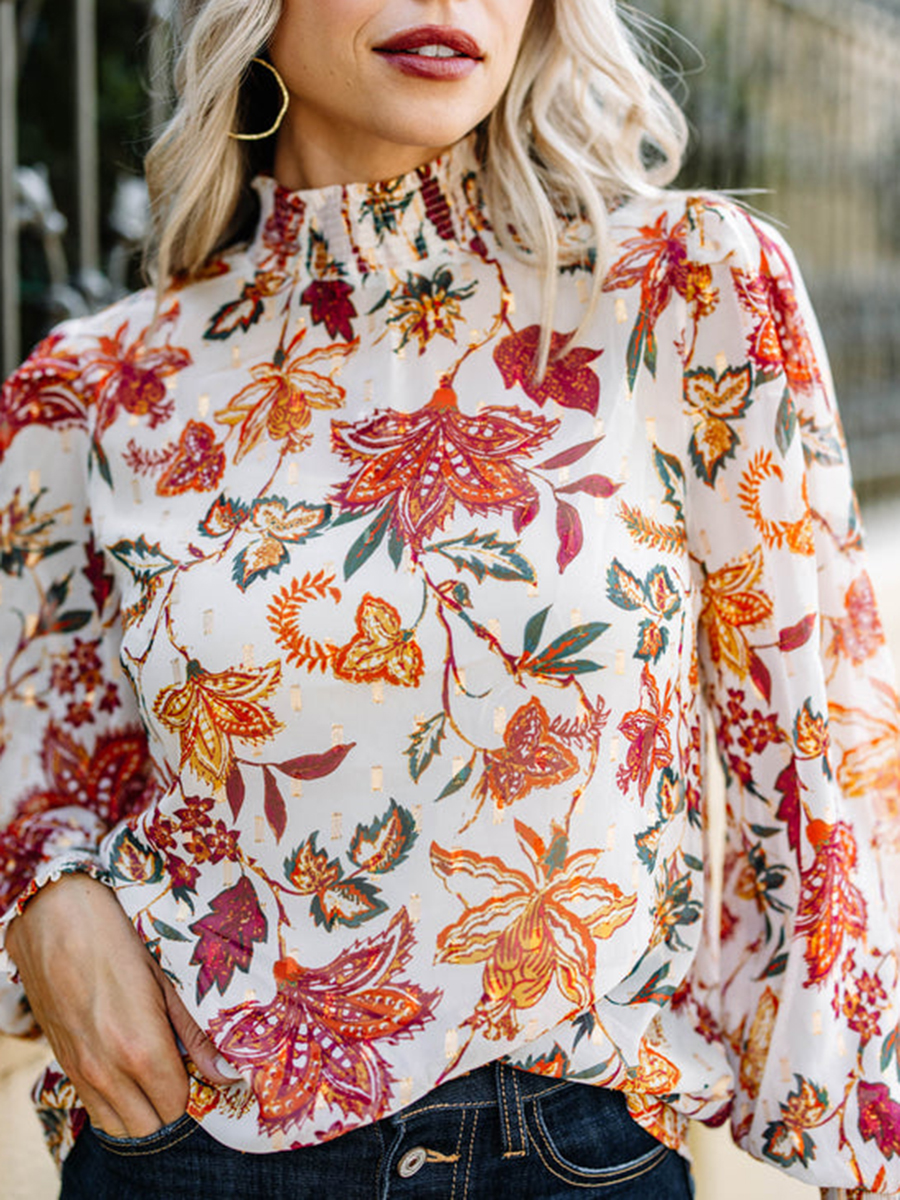 White Floral Blouse