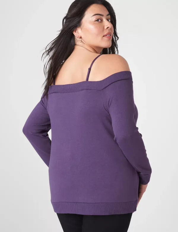 Classic Long-Sleeve Off-The-Shoulder Top With Cami