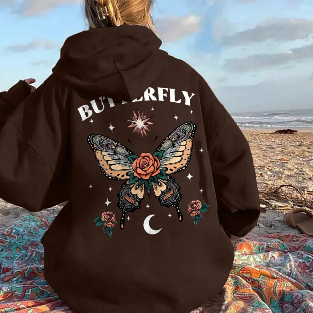 Bohemian butterfly rose City women's fashion hoodie