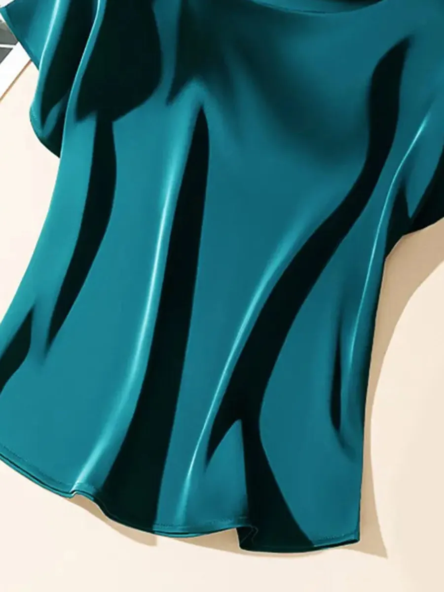 Peacock green elegant satin shirt