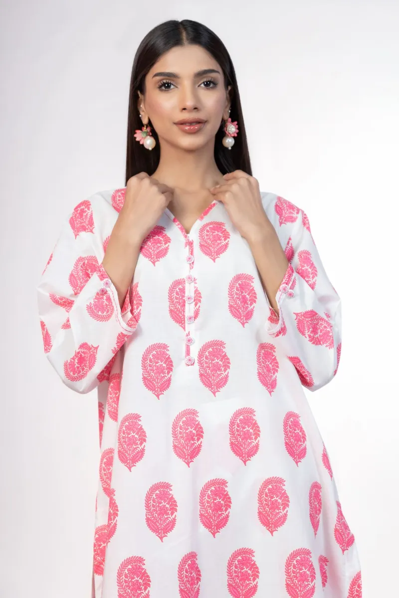 2 Piece Kurta | Embroidered & Pants | Pink