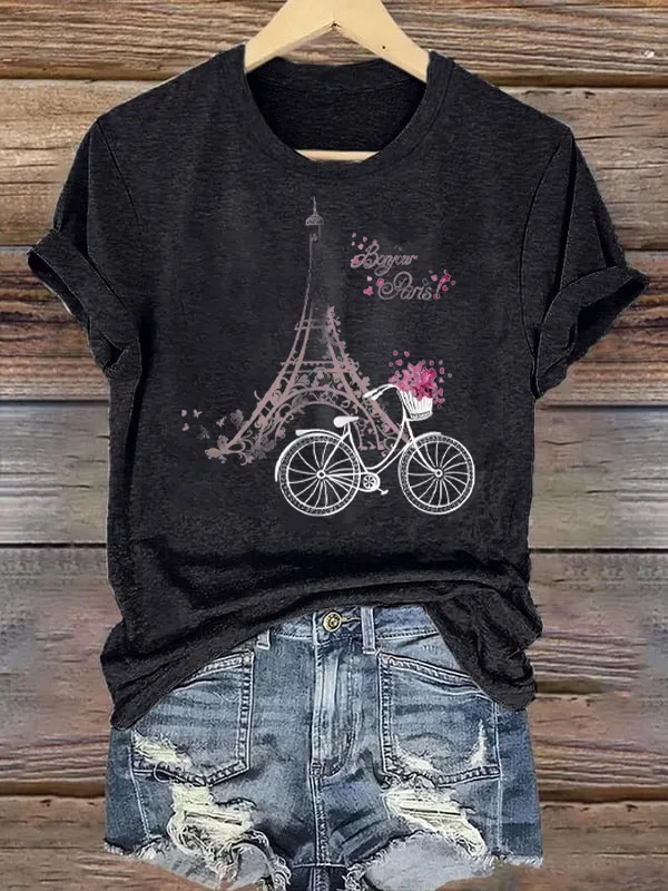 Eiffel Tower Bicycle French Tee