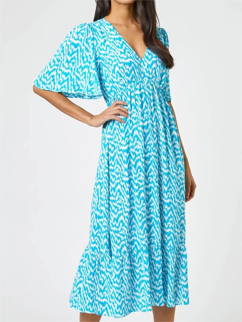 Aqua Tiered Maxi Dress