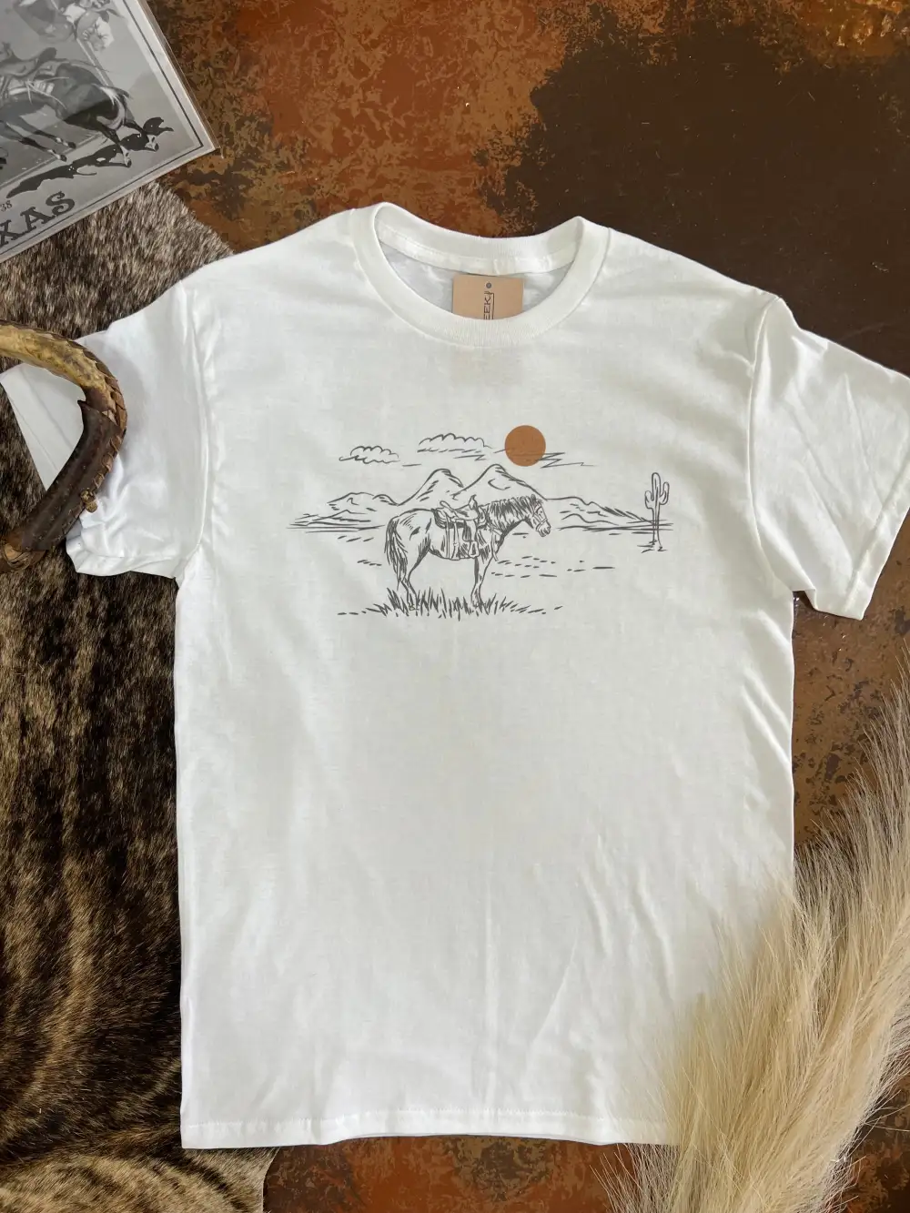 Sunset Cow Horse T-Shirt