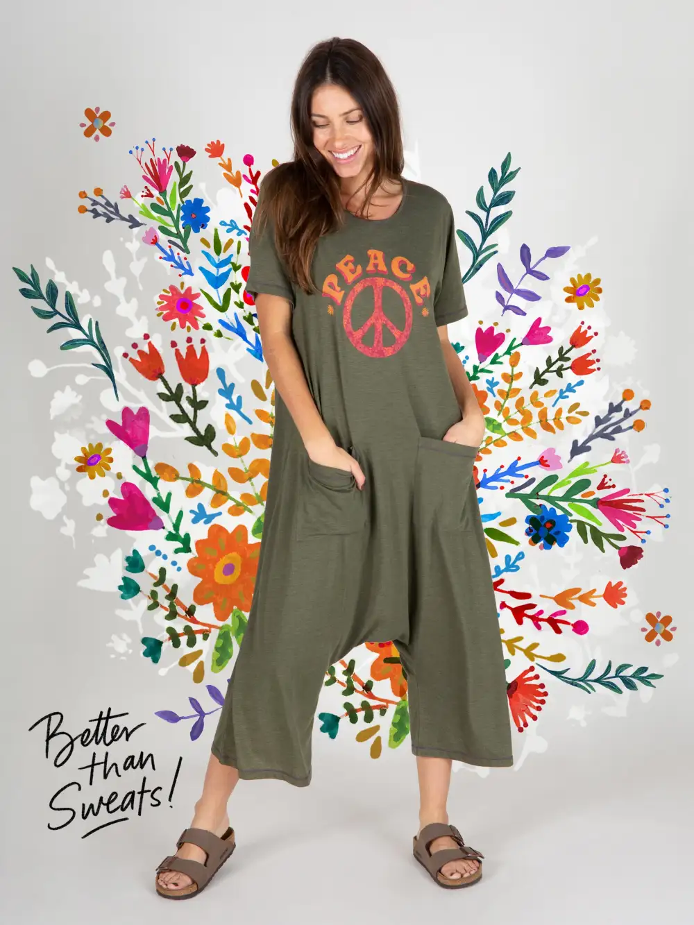 Nomad Knit Printed Jumpsuit - Peace Sign