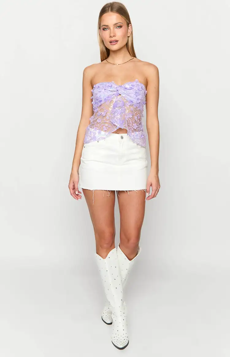 Isabella Purple Sequin Strapless Top