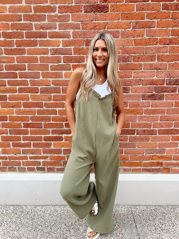 Count Me In Olive Jumpsuit