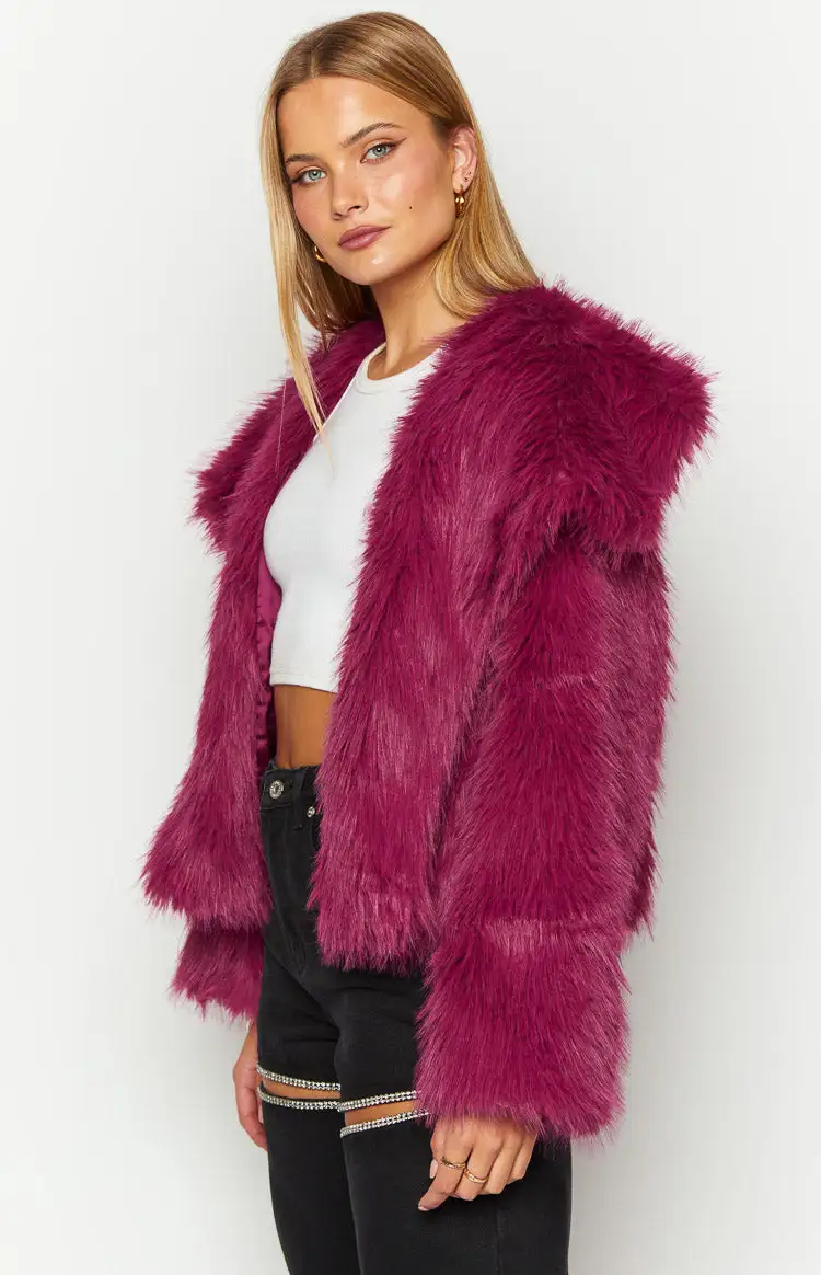 Sophie Purple Faux Fur Jacket