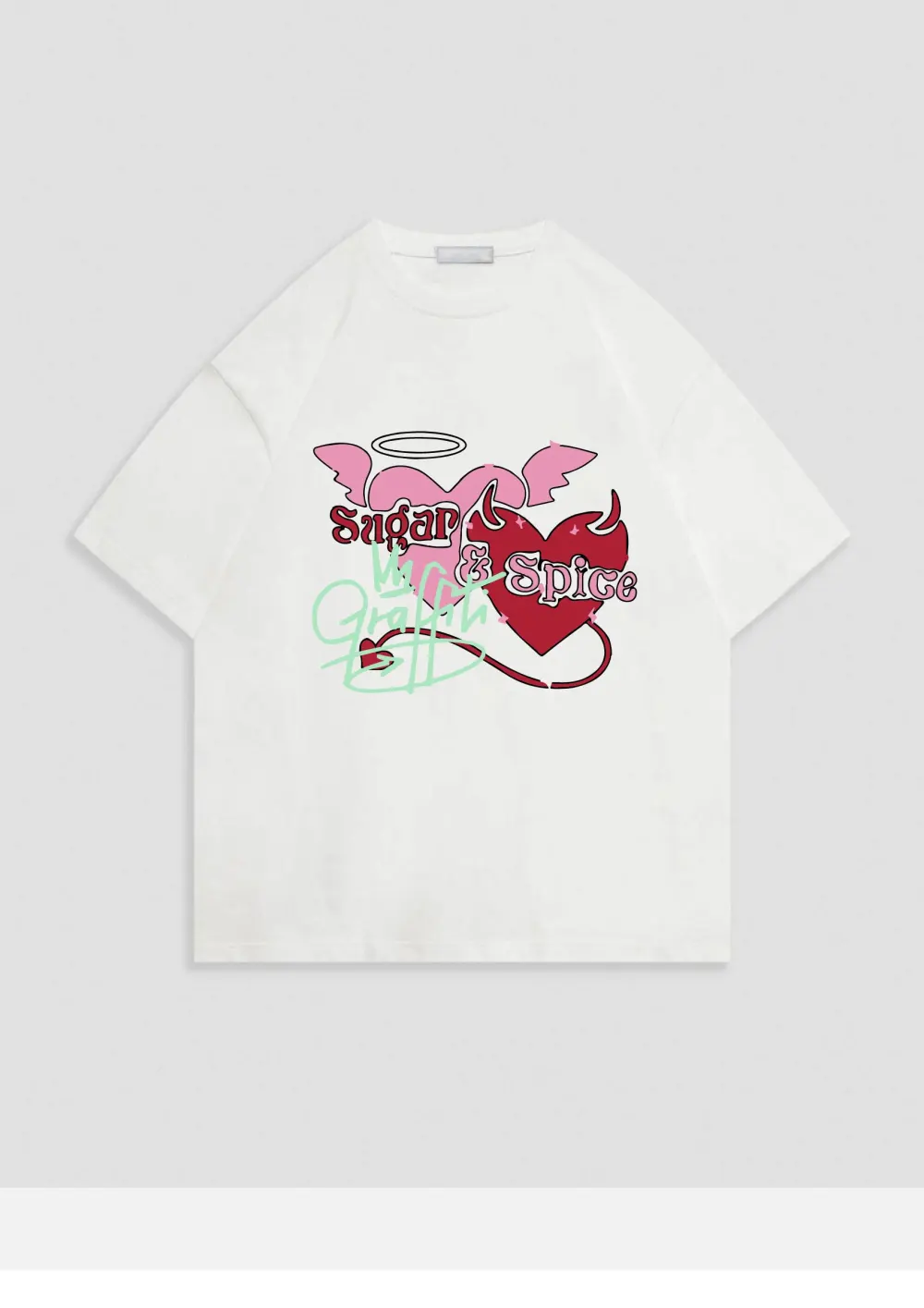 Women's heart-shaped printed T-shirt