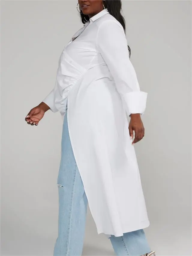 Asymmetrical Button-Down Maxi Length Shirt