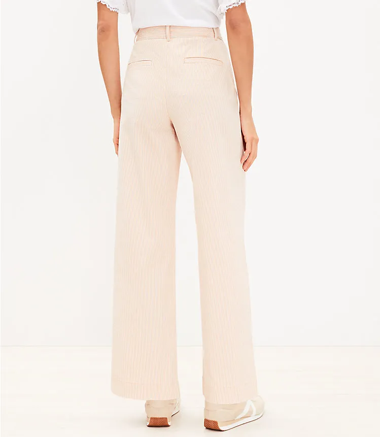 Palmer Wide Leg Pants in Striped Seersucker