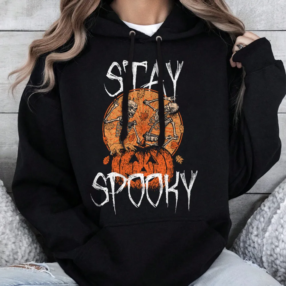 STAY SPOOKY 2 HALLOWEEN PATTERN PRINTED HOODIE