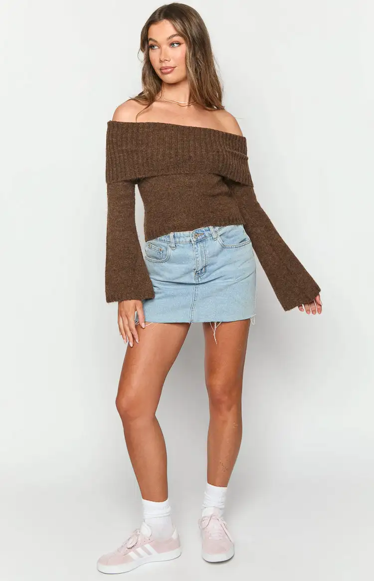 Joey Brown Off Shoulder Sweater