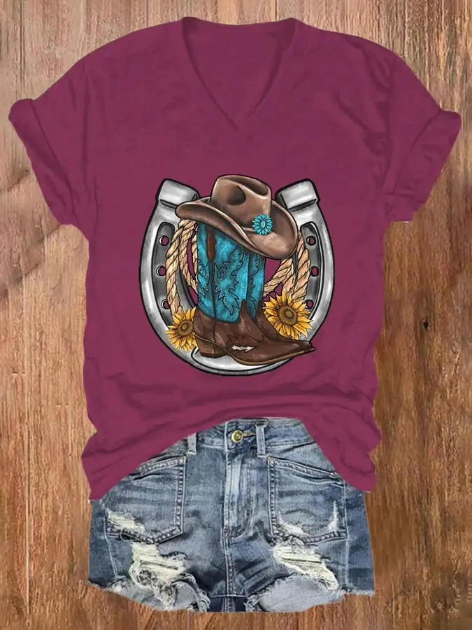 🔥Buy 3 Get 10% Off🔥Women's Western Print T-Shirt