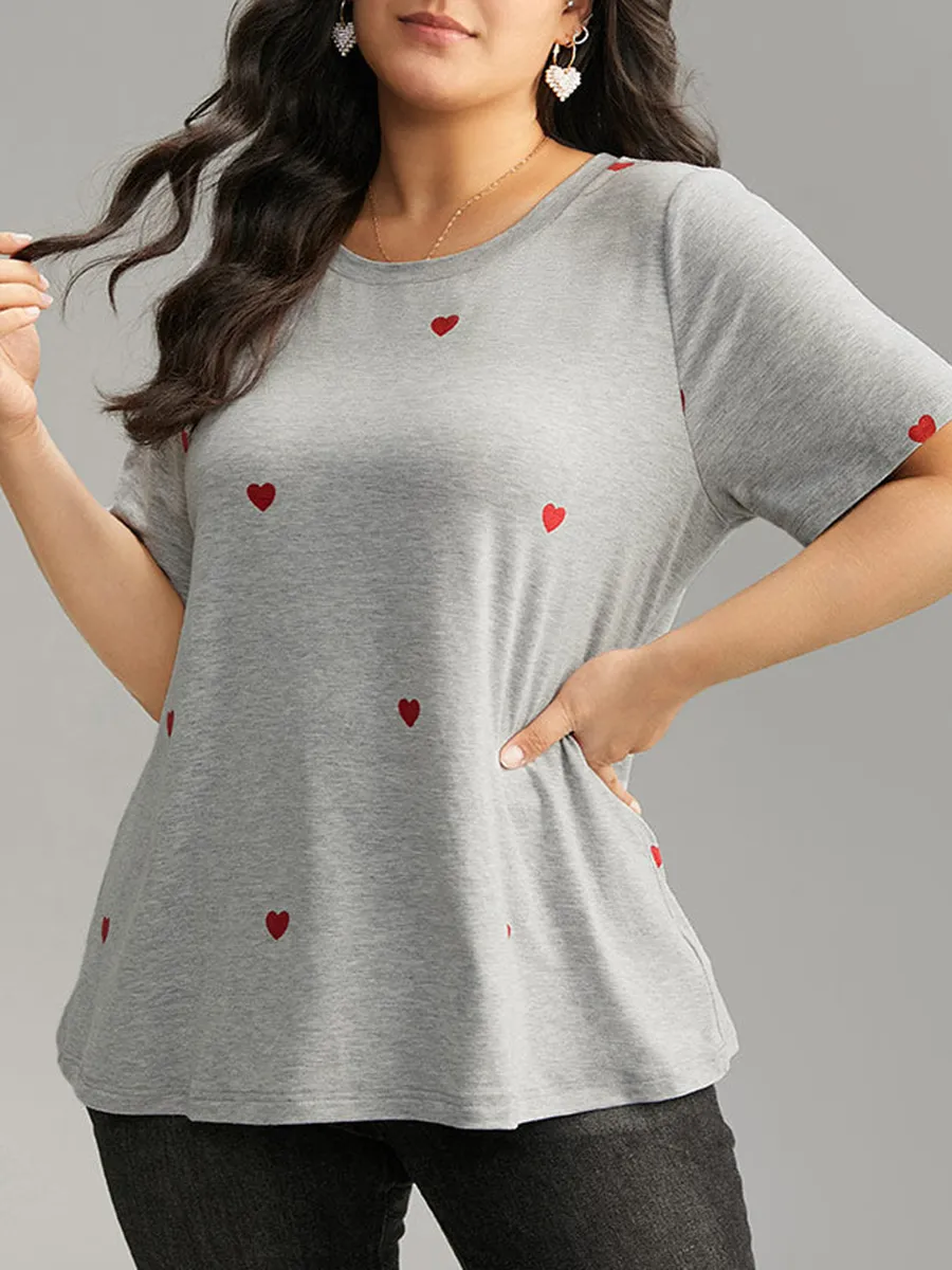 Crew-neck love heart T-shirt