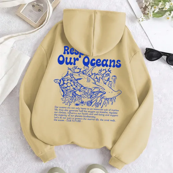 Sea turtle proteck our oceans Women's fashionable hoodie