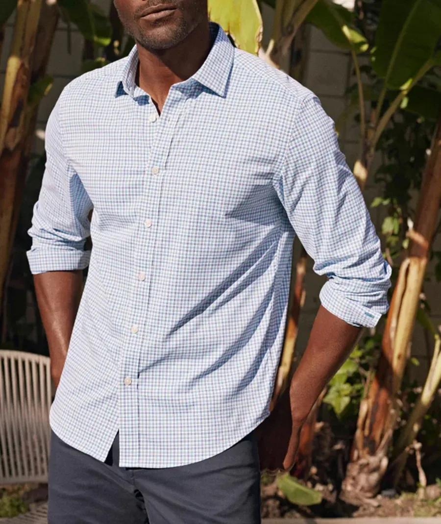 Men's Blue Check Pattern Shirt