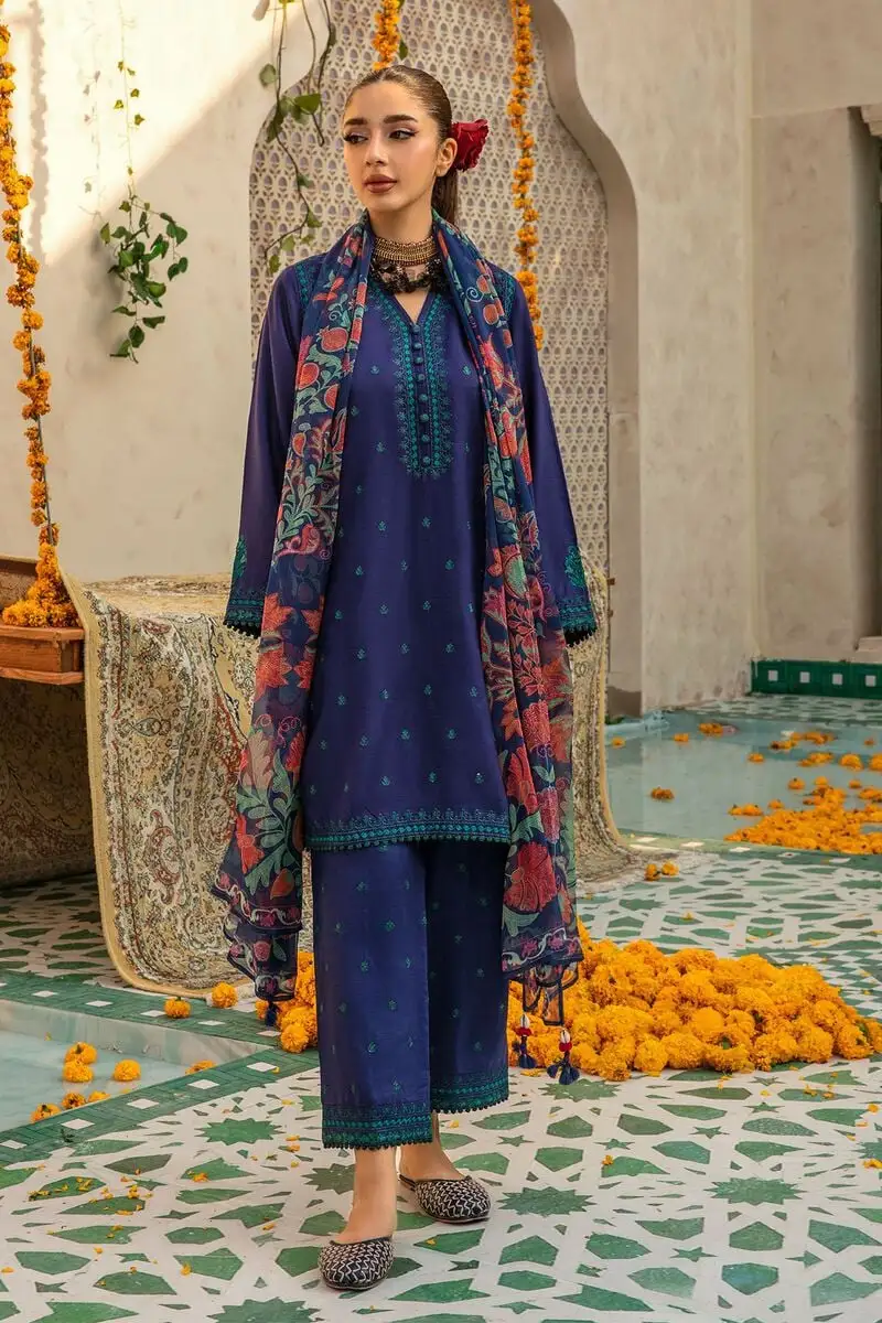 2 Piece Kurta Embroidered | Kurta & Pants | Color Deep Blue