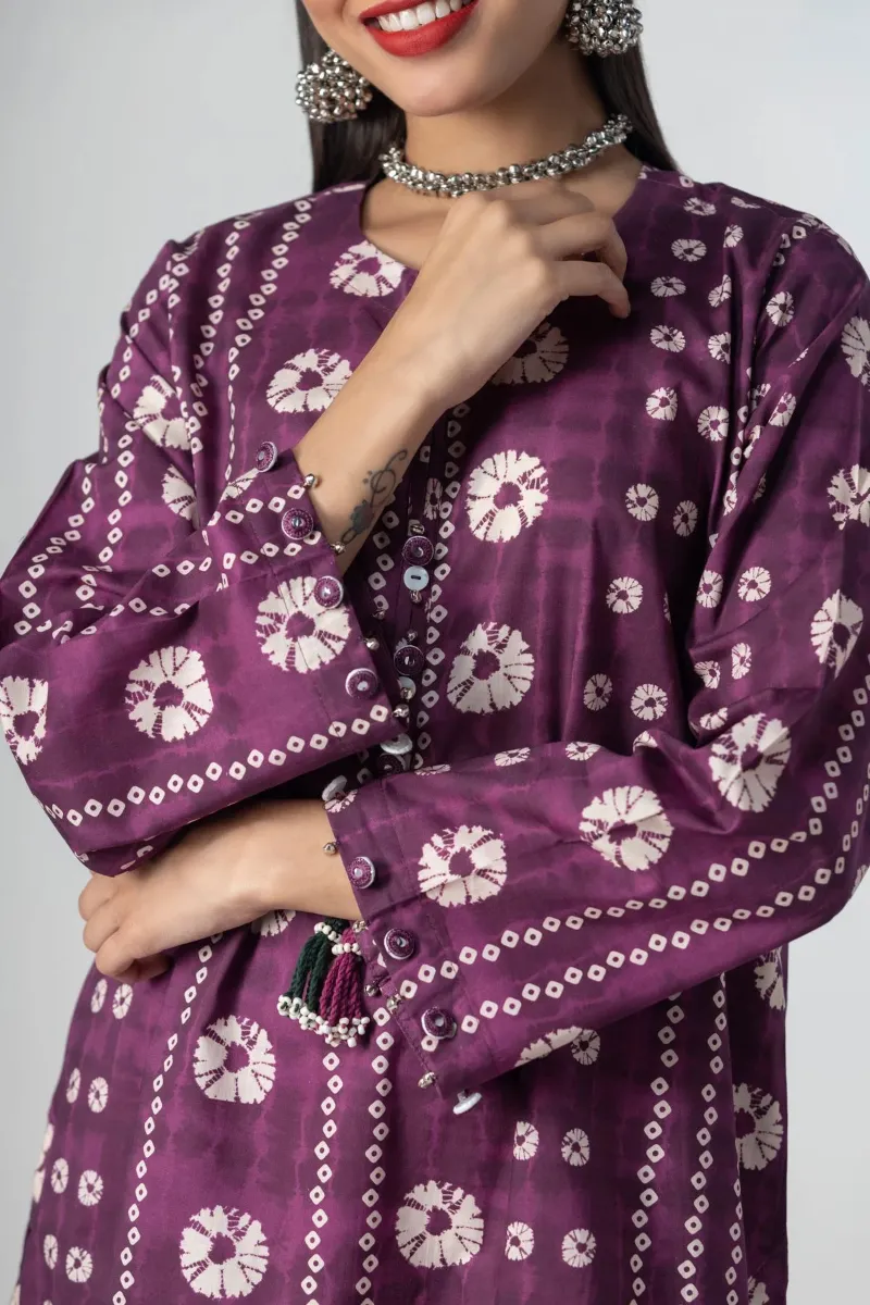 2 Piece Kurta | Embroidered & Pants Purple