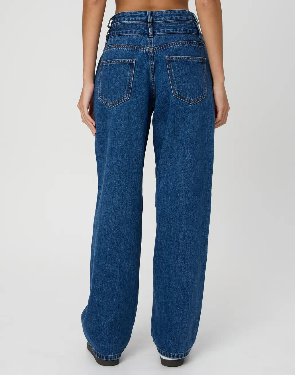 Double Waistband Straight Leg Jean