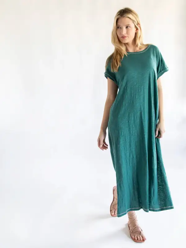 Frankie Knit Tee Midi Dress - Sea Green