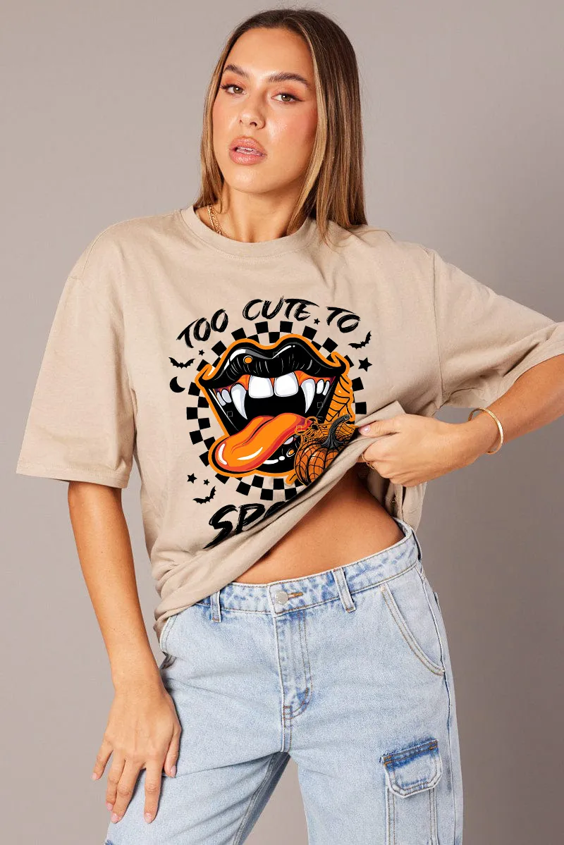 Women's Pumpkin Combination Printed T-shirt