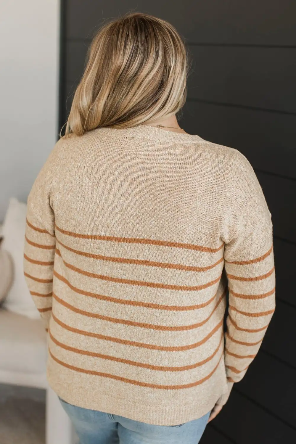 True Intentions Striped Sweater- Natural