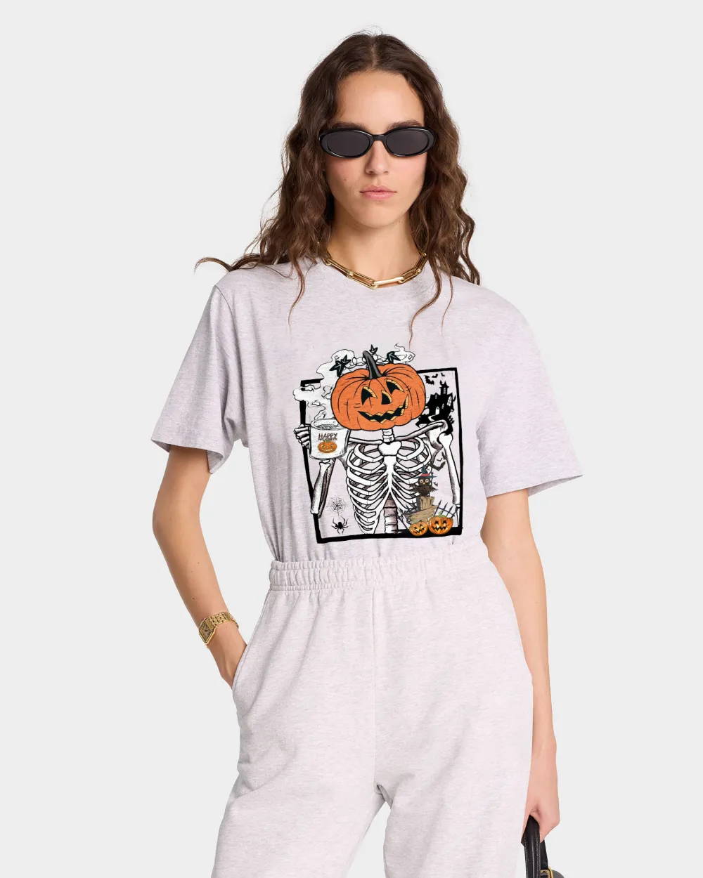 Women's Pumpkin English Halloween Printed T-shirt