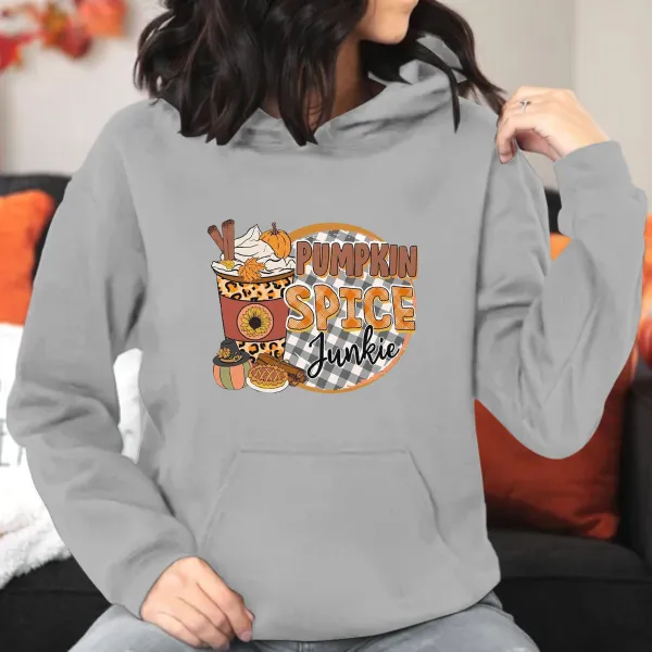 Pumpkin Spice Junkie Printed Hoodie