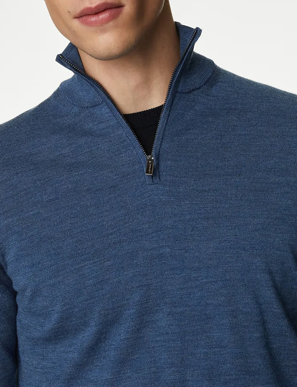 Pure Extra Fine Merino Wool Half Zip Jumper