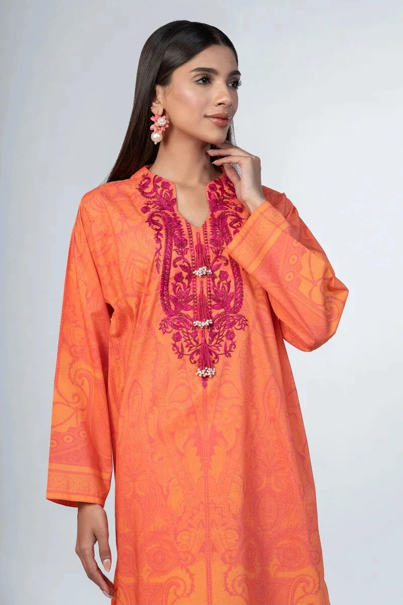 2 Piece | Kurta & Pants | Color Orange