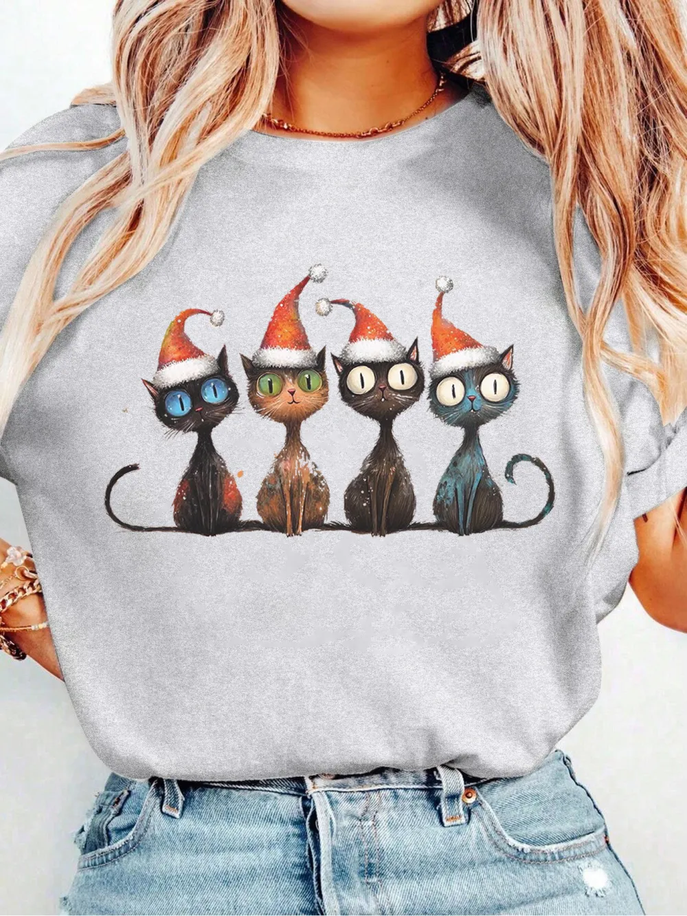 Kitty Santa Lady T-shirt