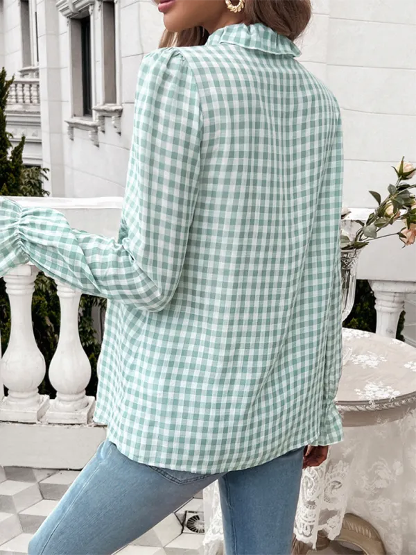 Women's French Contrast Button Check Shirt