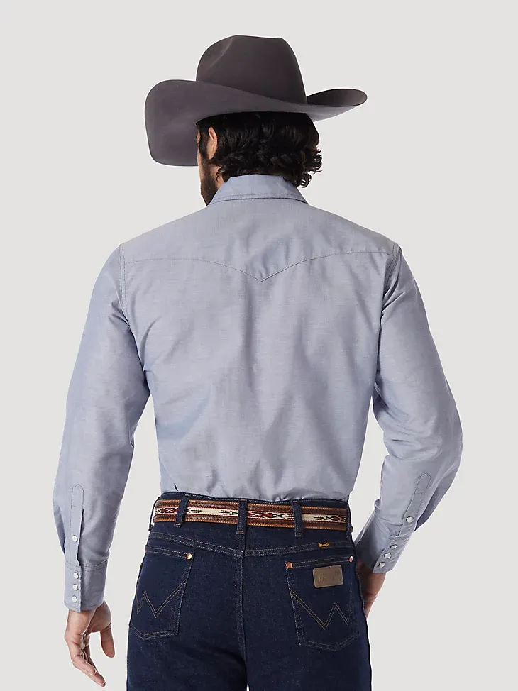 COWBOY CUT® WORK WESTERN RIGID DENIM LONG SLEEVE SHIRT IN RIGID INDIGO