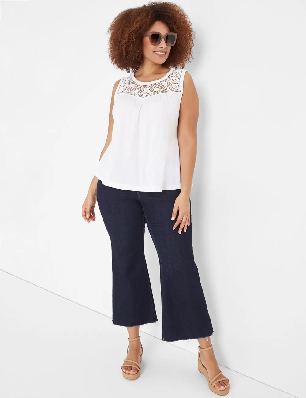 Swing Lace-Yoke Tank Top