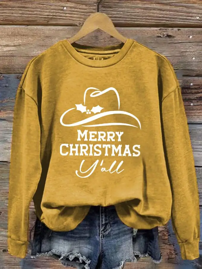 Women's Merry Christmas Y'all Printed Sweatshirt