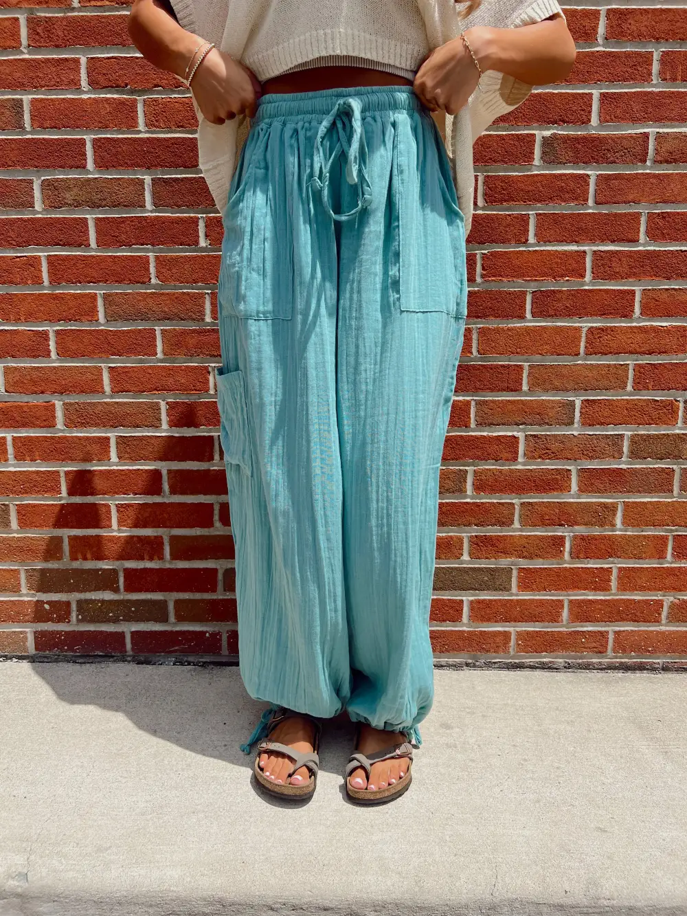 Carefree Aqua Wide Leg Pants