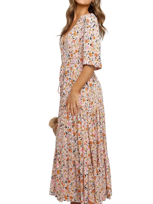 Women's Floral V-Neck Dress