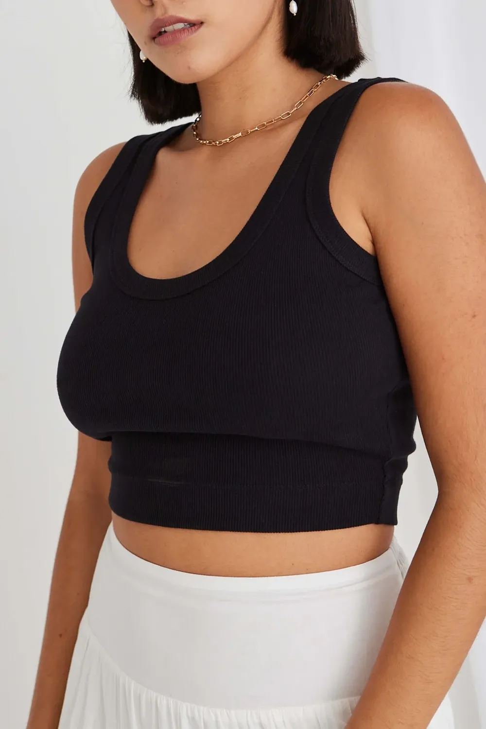 Salted Black Crop Rib Singlet