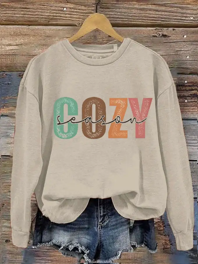 Women's Cozy Season Print Casual Sweatshirt